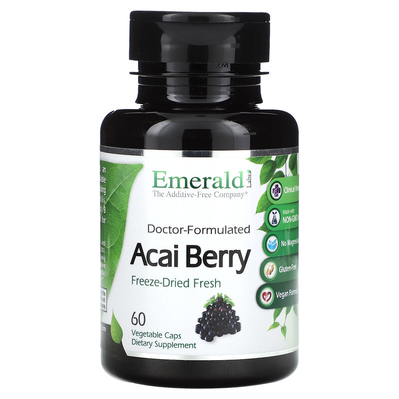 

Emerald Laboratories, Ягоды асаи, 60 растительных капсул