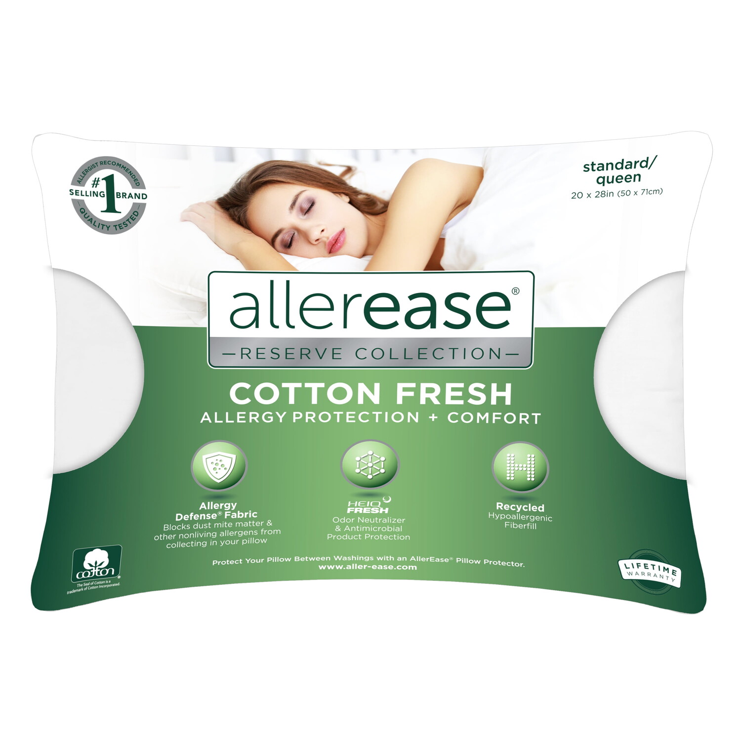 

Подушка Ease Reserve Cotton Fresh Aller-Ease, белый