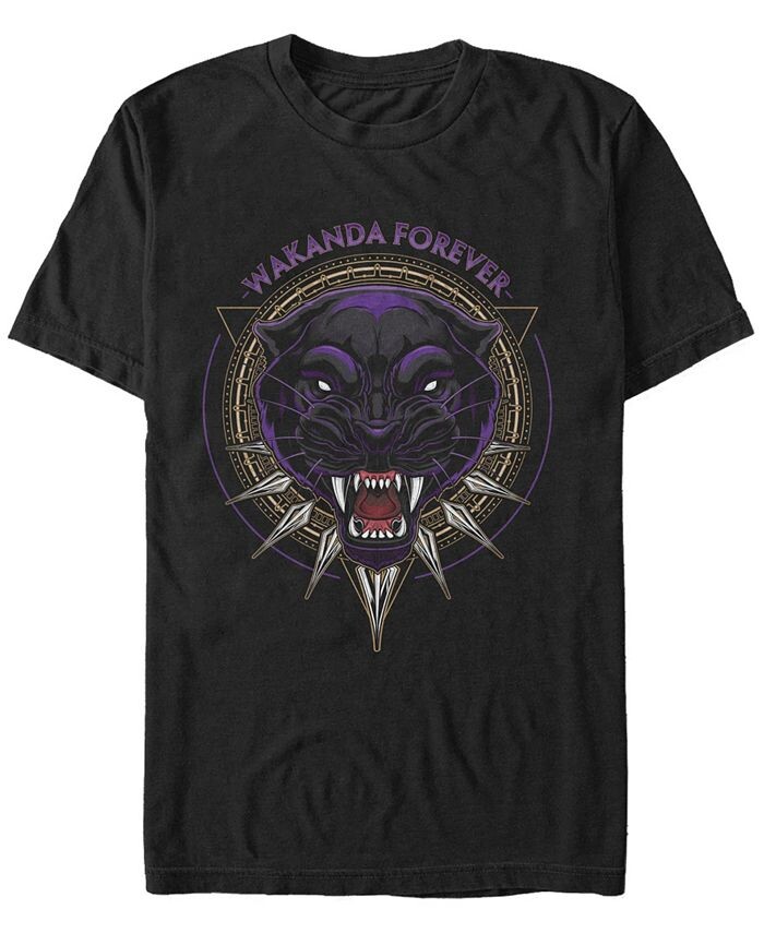 

Мужская футболка с коротким рукавом Marvel Black Panther Wakanda Forever Big Cat Face Fifth Sun, черный