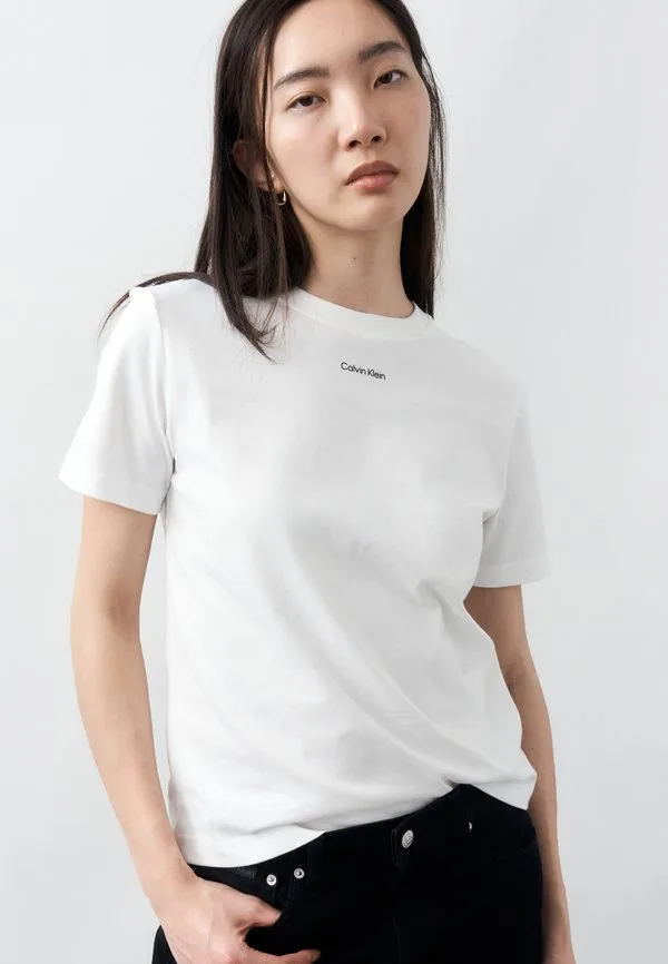 Классическая футболка с логотипом, базовая футболка Calvin Klein, White