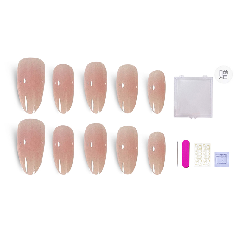 

Минималистичный стиль блаш пинк чистый и милый сладкий стиль накладные ногти миндаль укороченные нюд размытый сплошной цвет 14мм ORANOT