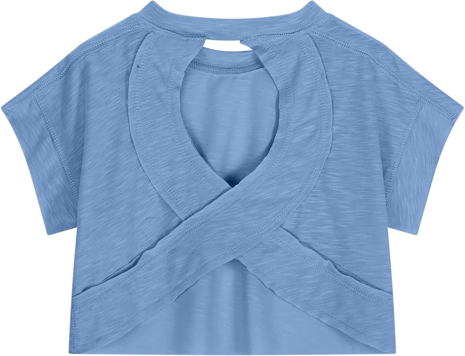 Футболка для девочек с открытой спиной, короткая, Generic, A01-blue — фото 4