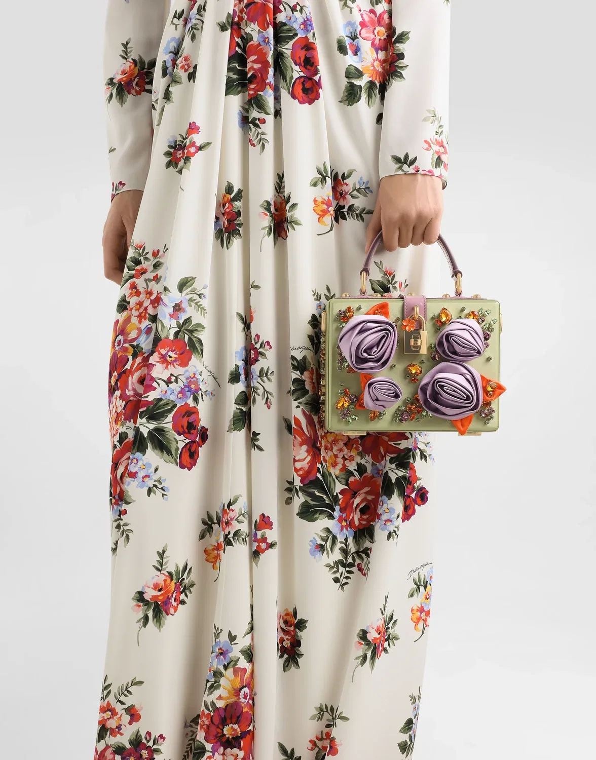 Сумка Dolce Box из сатина и лакированной кожи DOLCE & GABBANA, мультицвет — фото 2