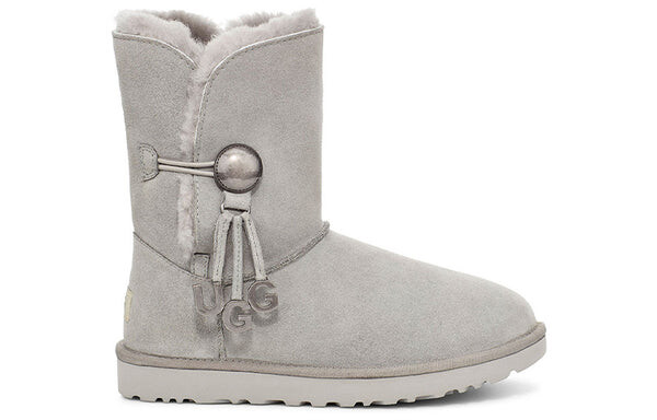 Ботинки зимние UGG с подвеской в виде кнопки, серый — фото 3