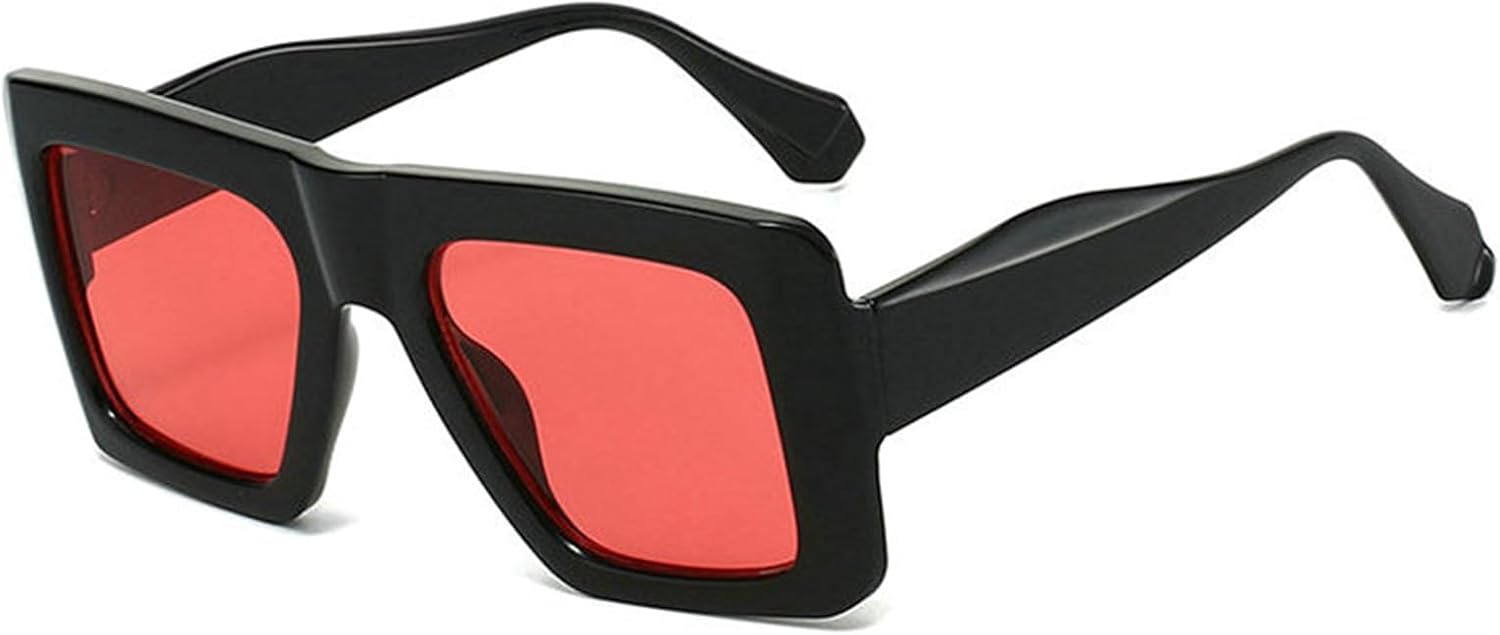 

COTIA Модные квадратные солнцезащитные очки большого размера для женщин и мужчин, стильные, в классической винтажной оправе, с плоской верхней частью, прямоугольной формы, Red