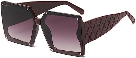 

Квадратные солнцезащитные очки 2026 года для женщин, модные, увеличенного размера, без оправы, с заклепками, винтажные очки для мужчин, ретро, ​​зеленые градиентные цвета MTZJH, Red