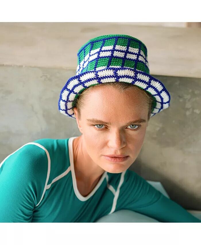 

Клетчатая вязаная шапка Brunna o Wimbledon Brunnaco, зеленый