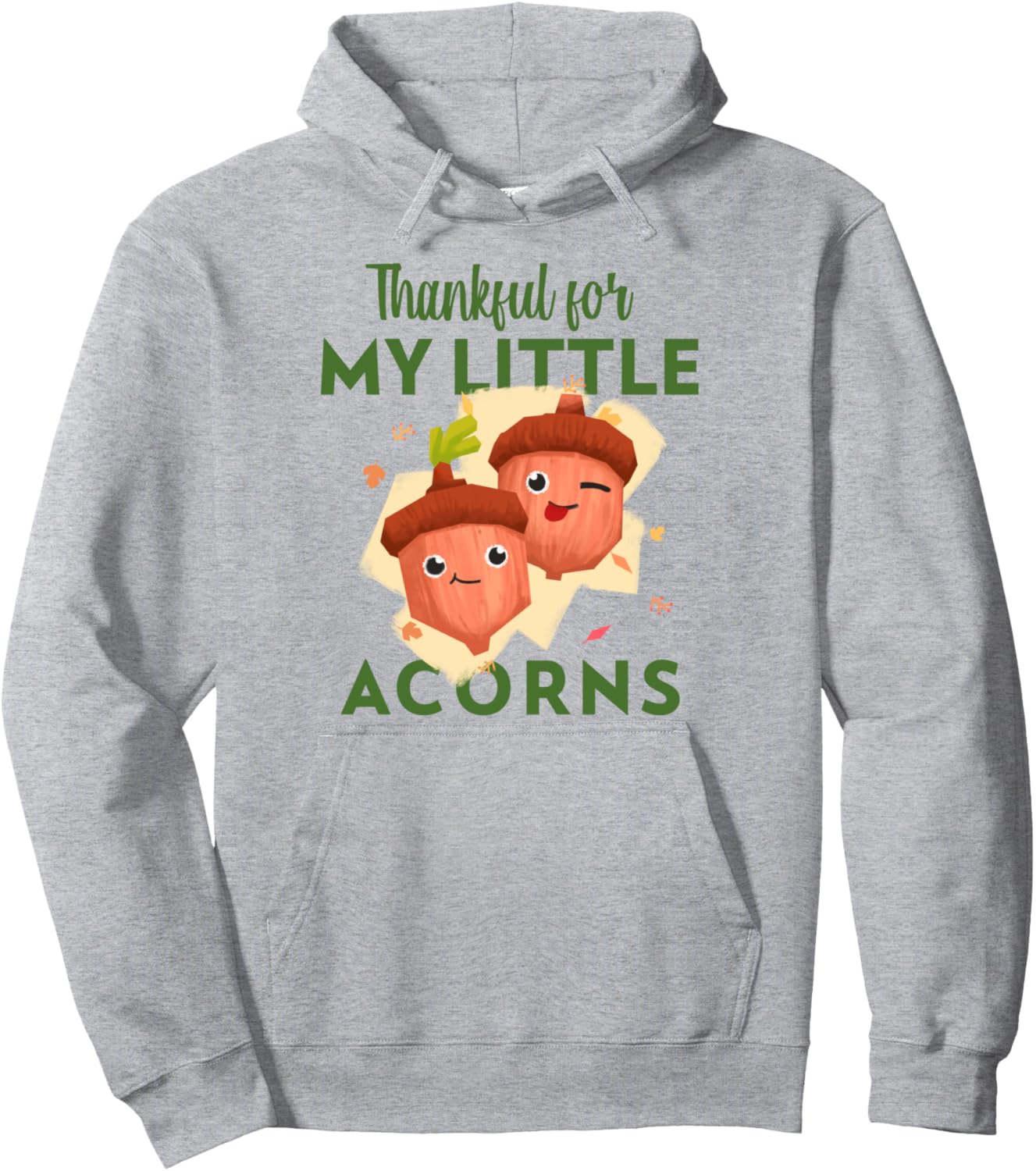 

Благодарна за мои маленькие желуди, Толстовка для мамы двоих детей ко Дню благодарения Cute Thanksgiving Designs For Mother Of Two Kids, серый