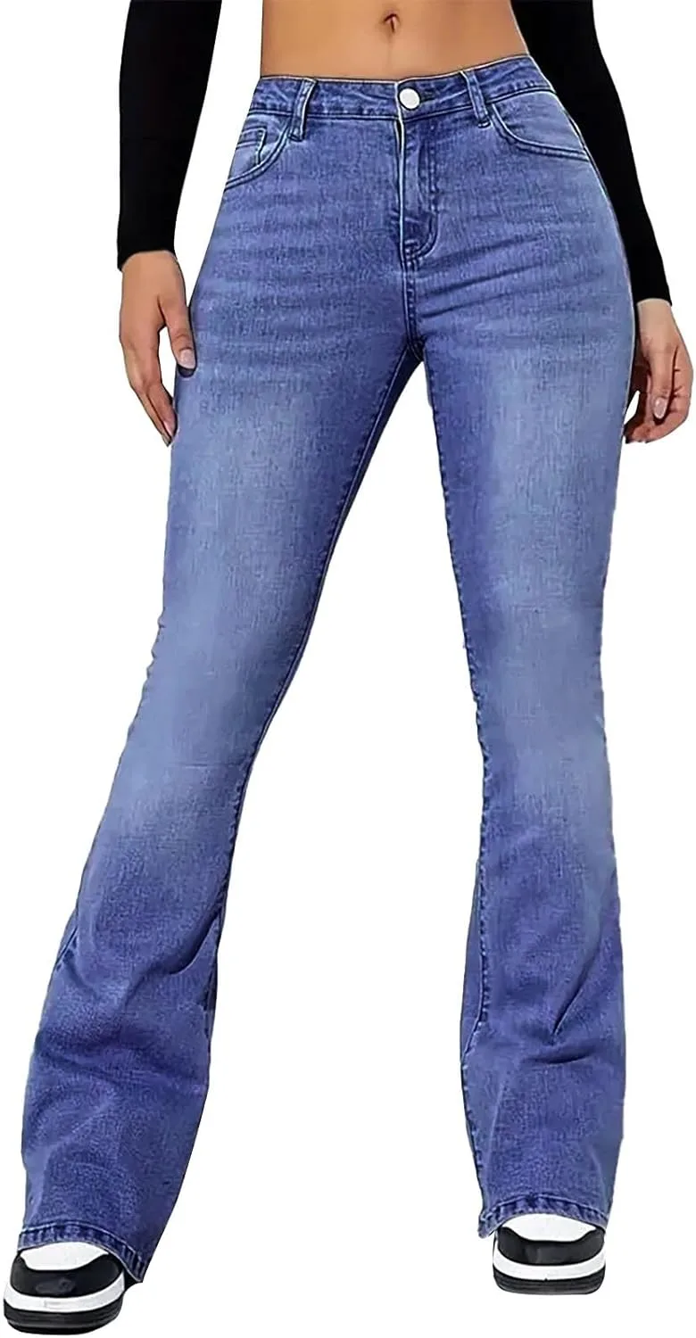 

Женские джинсы с высокой талией и расклешенным низом, Slim Fit, суженный край LCMTWX