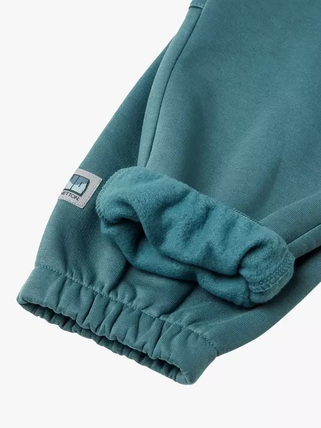 Детские спортивные брюки из мягкого флиса на шнуровке, серые Benetton — фото 3