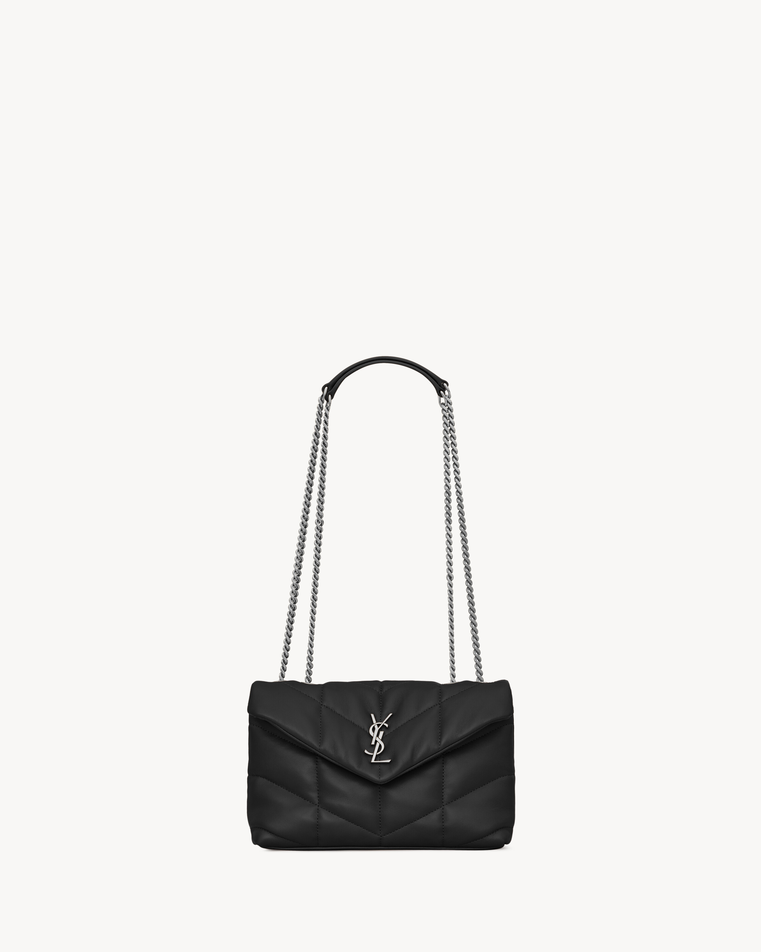 Знаменитая сумка Loulou Puffer в мини-версии Saint Laurent, черный
