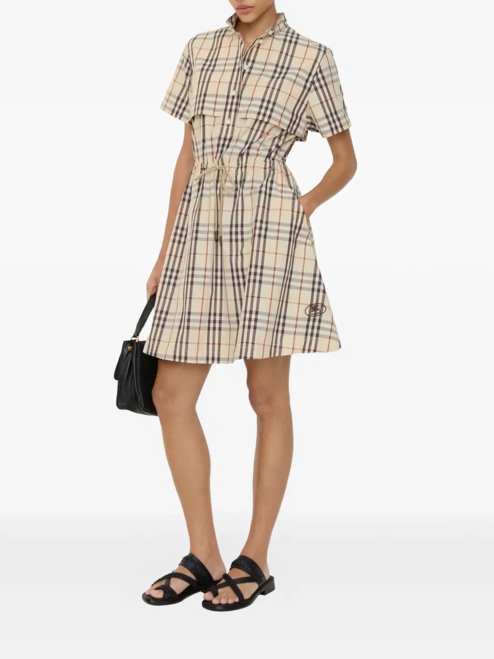 Платье Burberry Хлопковое в клетку, миндально-бежевый — фото 2