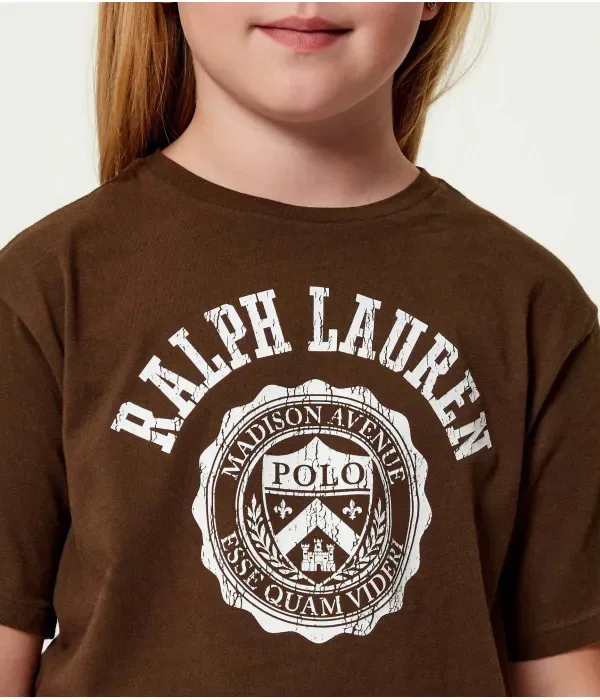 Футболка cropped fit Polo Ralph Lauren, коричневый — фото 4