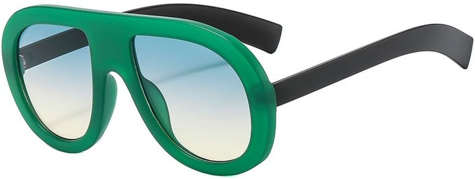 

Популярные модные солнцезащитные очки-пилот для женщин, ретро, ​​двухцветные, мужские панк-очки, градиентные, с защитой от УФ-излучения UV400 SKFGNX, Green Green Yellow