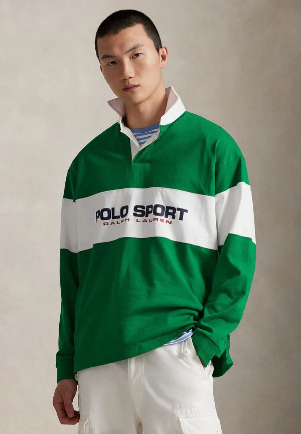 Большая поло спортивная рубашка для регби поло рубашка Polo Ralph Lauren, Erin Green/White