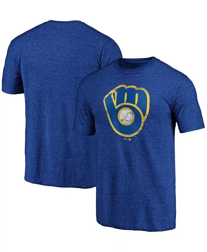 

Мужская футболка с логотипом Royal Milwaukee Brewers Weathered Tri-Blend с принтом для мужчин Fanatics