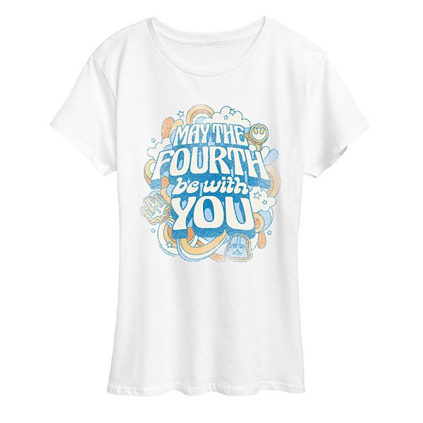 

Женская футболка Vintage с принтом May the Fourth be with you Star Wars, White, Белый, Женская футболка Vintage с принтом May the Fourth be with you Star Wars, White