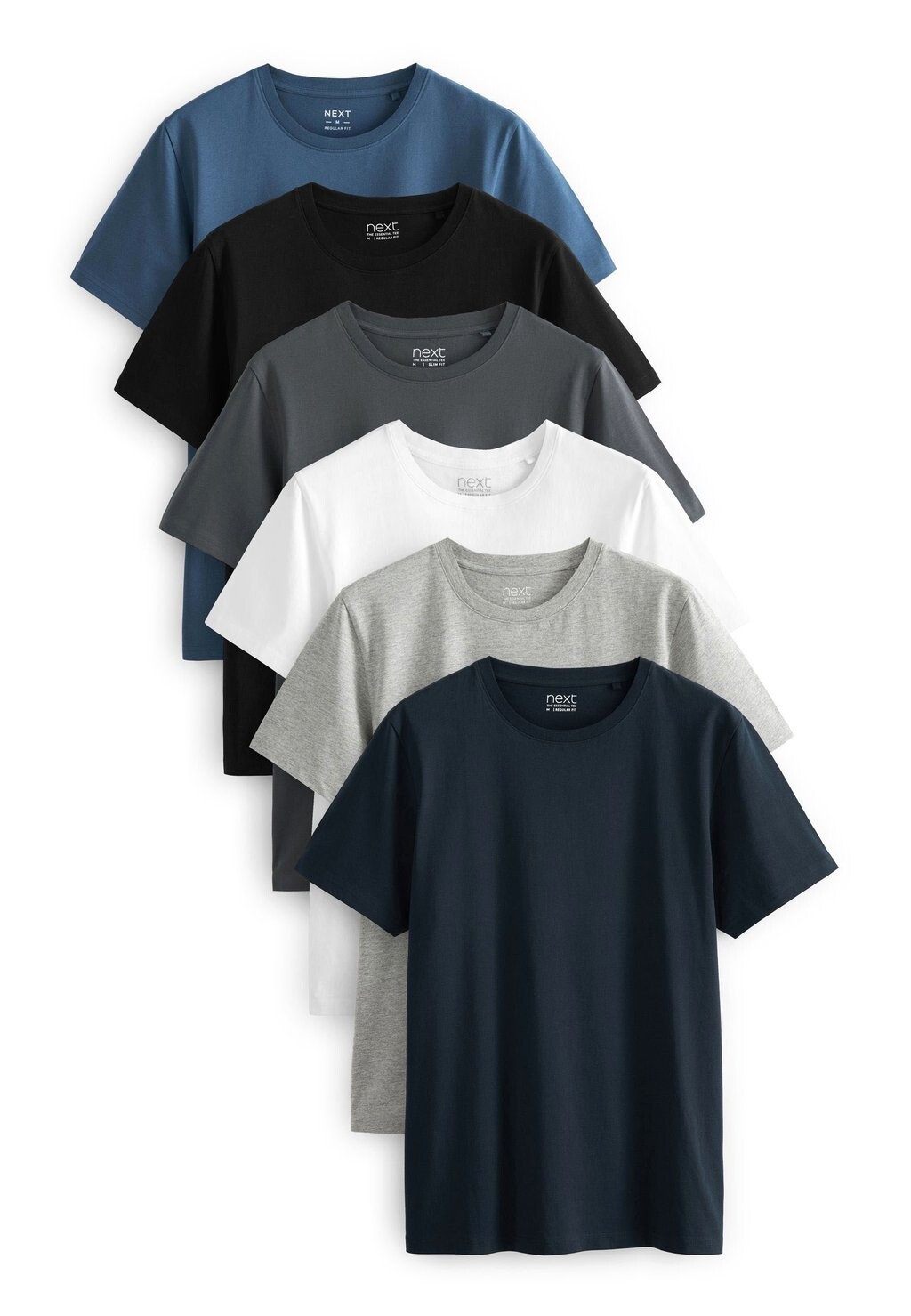 базовая футболка 6 Pack Next, цвет black slate grey marl white navy blue — фото 4