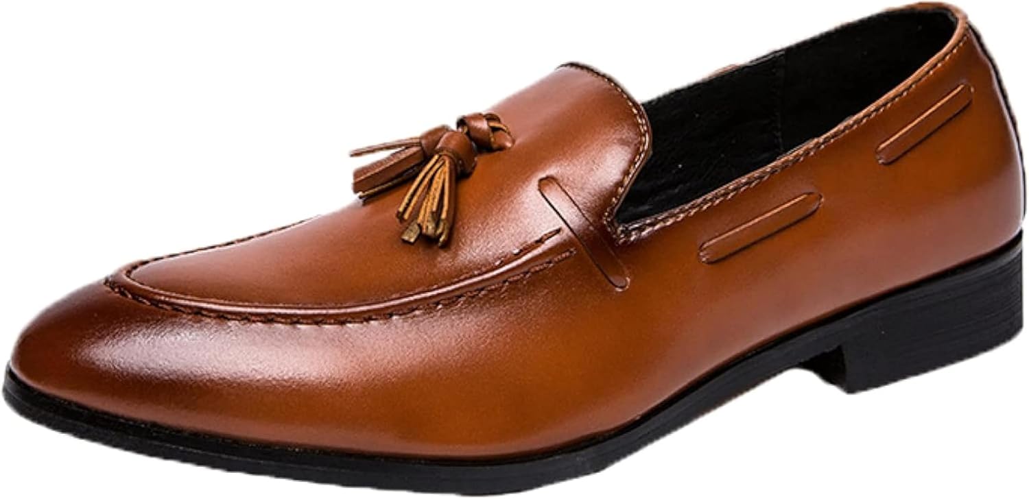 

Мужская свадебная обувь OXCOWNIU, лоферы с заостренными кисточками, вечерние туфли, пенни-лоферы, кожаная обувь, коричневый