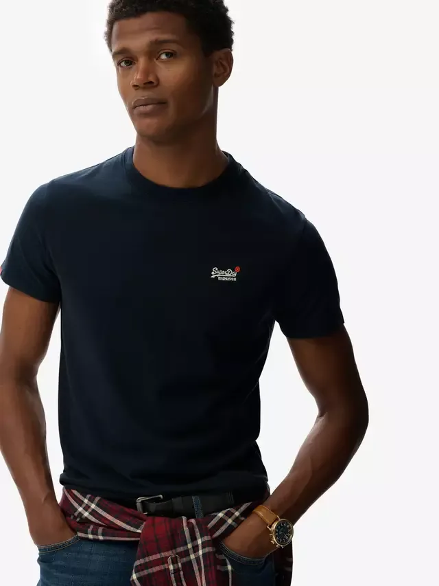 Футболка с контрастной вышивкой Essential Contrast Superdry, Eclipse Navy — фото 3