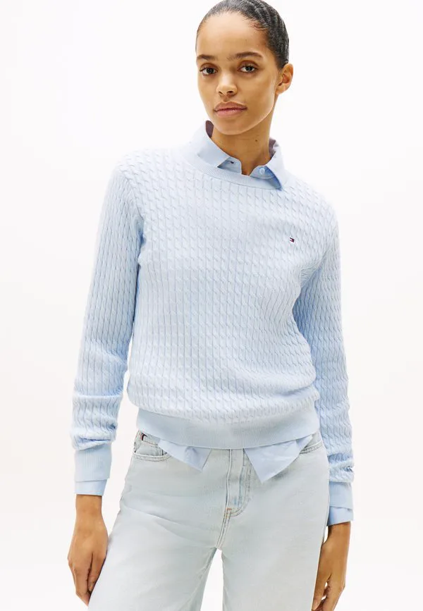 Свитер с круглым вырезом и косами Tommy Hilfiger, Breezy Blue