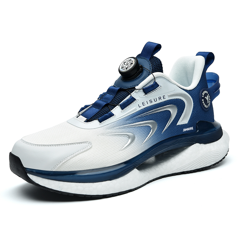 

King Jinmai Мужские дышащие низкие повседневные кеды с амортизацией бело-голубые, цвет White Blue