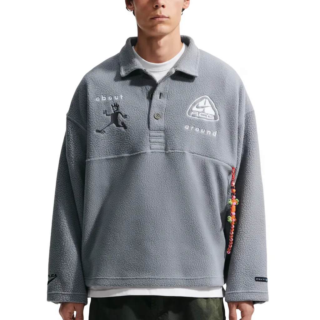 Свитшот унисекс серый Lapel Moderate Nike, Gray