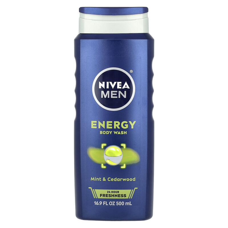 

Nivea, Для мужчин, энергетический гель для душа, с мятой и кедром, 500 мл (16,9 жидк. унц.)