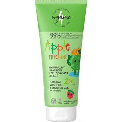 

Натуральный шампунь и гель для душа для детей 2 в 1 Apple Friends 200 мл Assorted