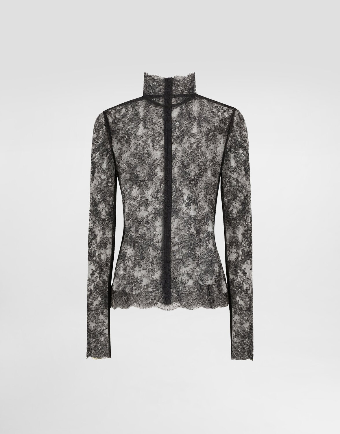 

Топ с цветочным кружевом и воротником-стойкой Dolce & Gabbana, мультиколор