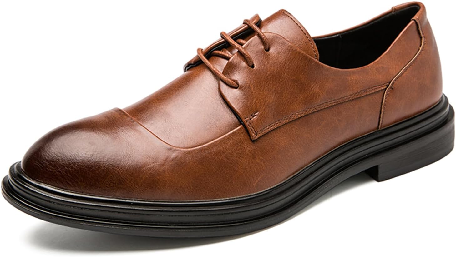 

Мужские туфли-оксфорды из натуральной кожи в британском стиле с шнуровкой, острый носок, низкий массивный каблук, противоскользящие, удобные дерби для деловых встреч, официальных мероприятий, свадьбы и работы в офисе Tixewsjh, коричневый