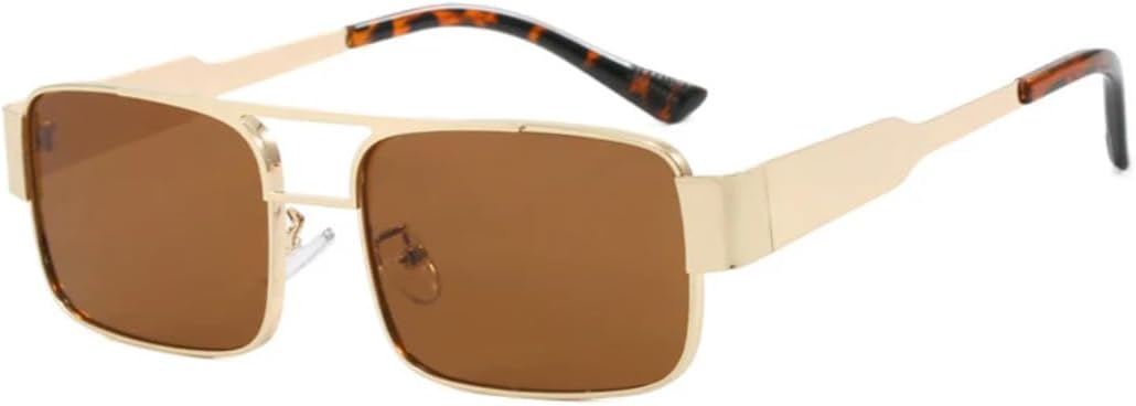 

Солнцезащитные очки с защитой UV400 | Металлическая маленькая оправа в стиле панк | для женщин и мужчин, для занятий спортом на открытом воздухе и вождения DSVIGF, Gold Brown