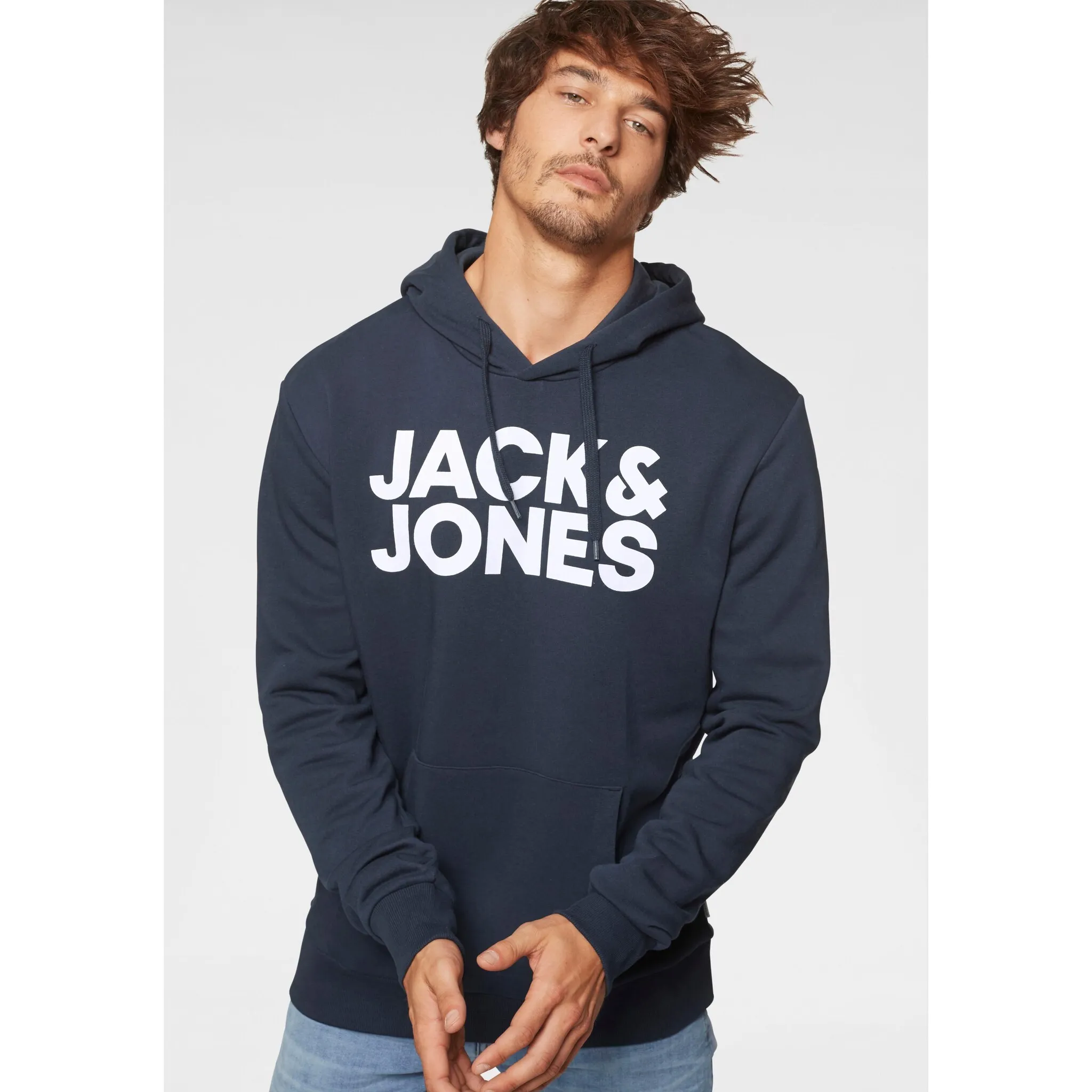 

Толстовка Jack & Jones с капюшоном "CORP Logo Hoodie" и принтом логотипа, синий
