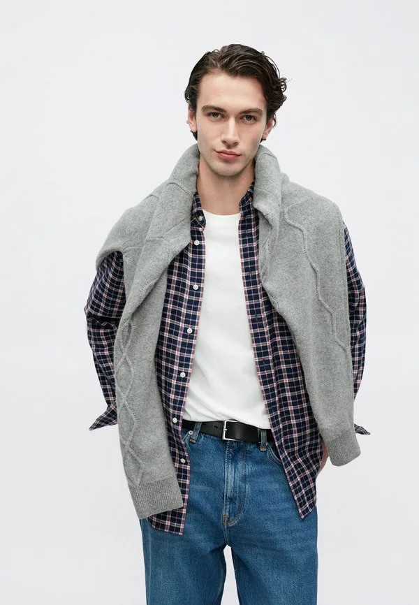 Рубашка в клетку стандартного кроя с льняной рубашкой Tommy Hilfiger, Navy — фото 4