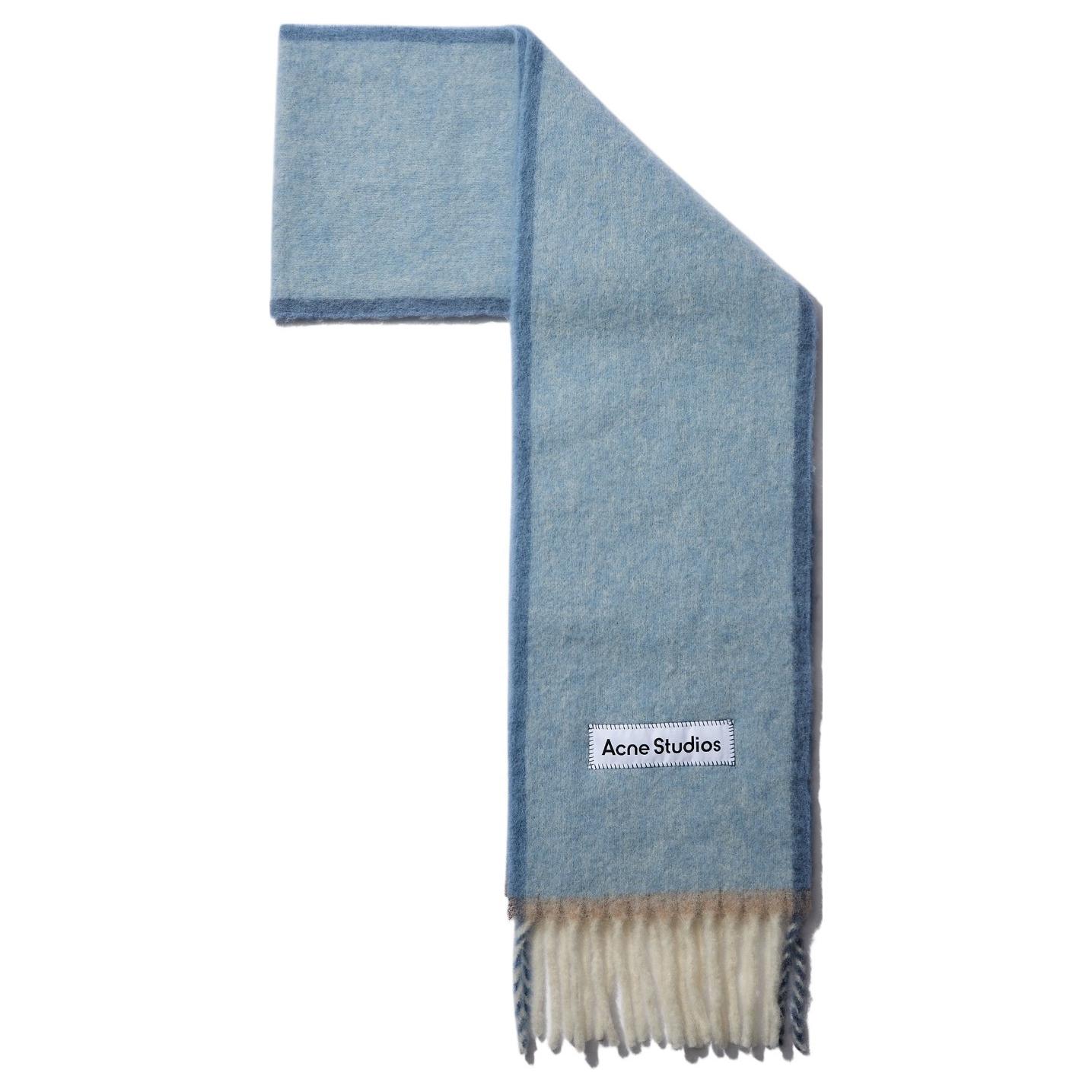 Acne Studios Шерстяной вязаный шарф с альпакой и мохером, Blue — фото 2