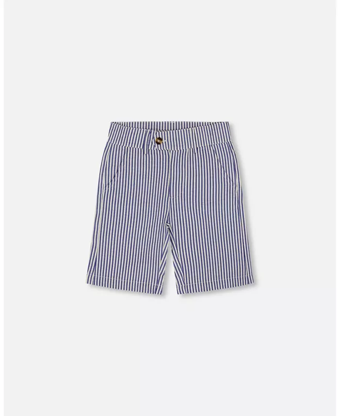 

Шорты-бермуды Big Boys Slant Pocket Royal Blue Striped Deux par Deux, синий