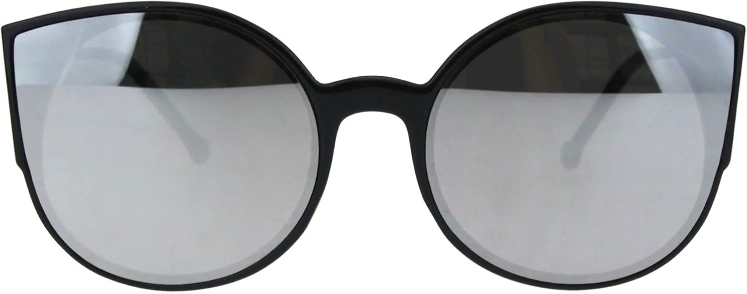 

Женские солнцезащитные очки PASTL круглой формы «кошачий глаз», модные ретро-очки с зеркальными линзами и защитой от УФ-излучения UV 400, Black (Silver Mirror)