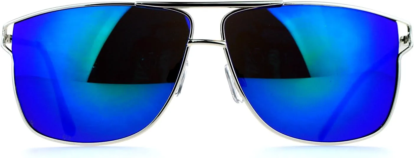 

Дизайнерские солнцезащитные очки унисекс в квадратной оправе с металлическими проволочными линзами и зеркальными линзами JuicyOrange, Silver (Teal Mirror)