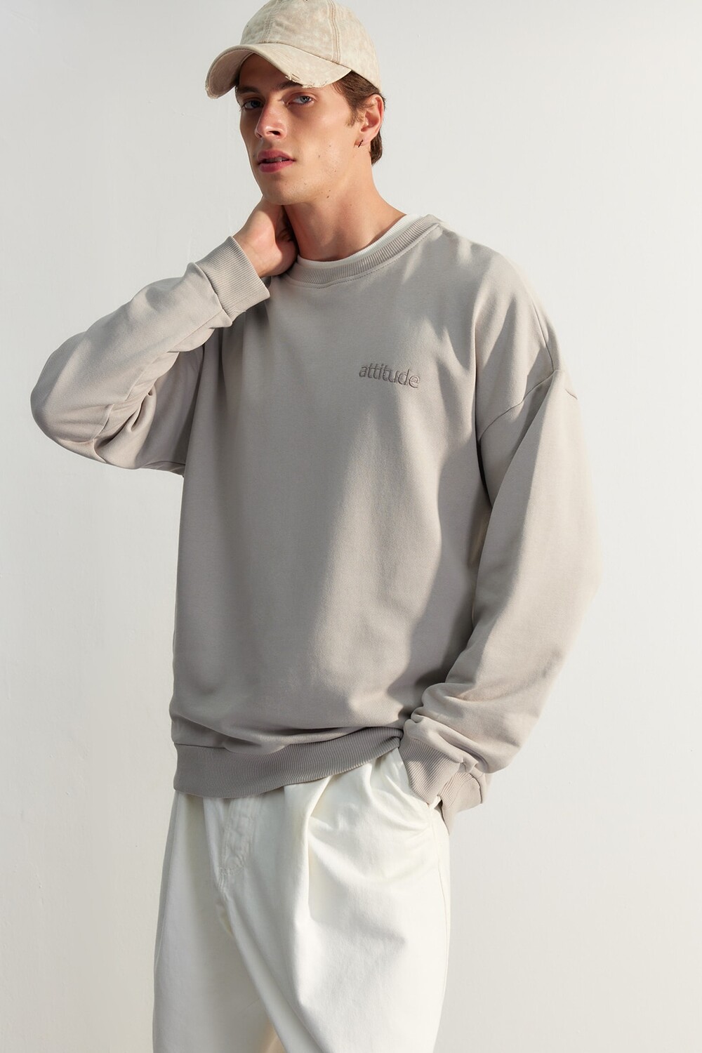 

Толстовка - Серый - Oversize Trendyol, серый