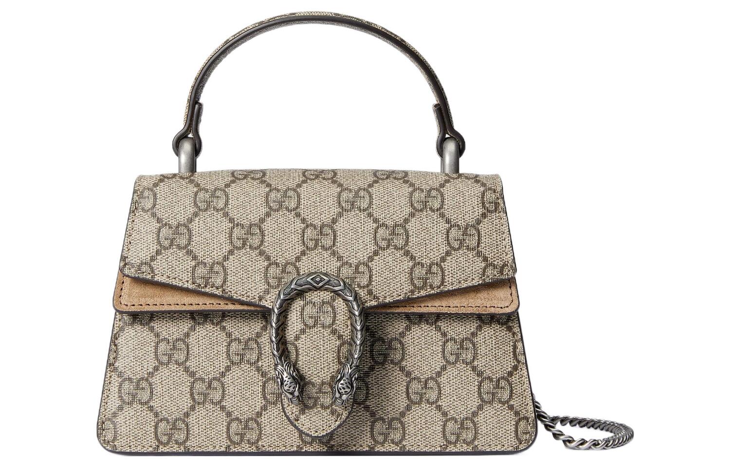 

Сумка через плечо из холста, миниатюрная женская сумка бежевого и черного цветов GUCCI