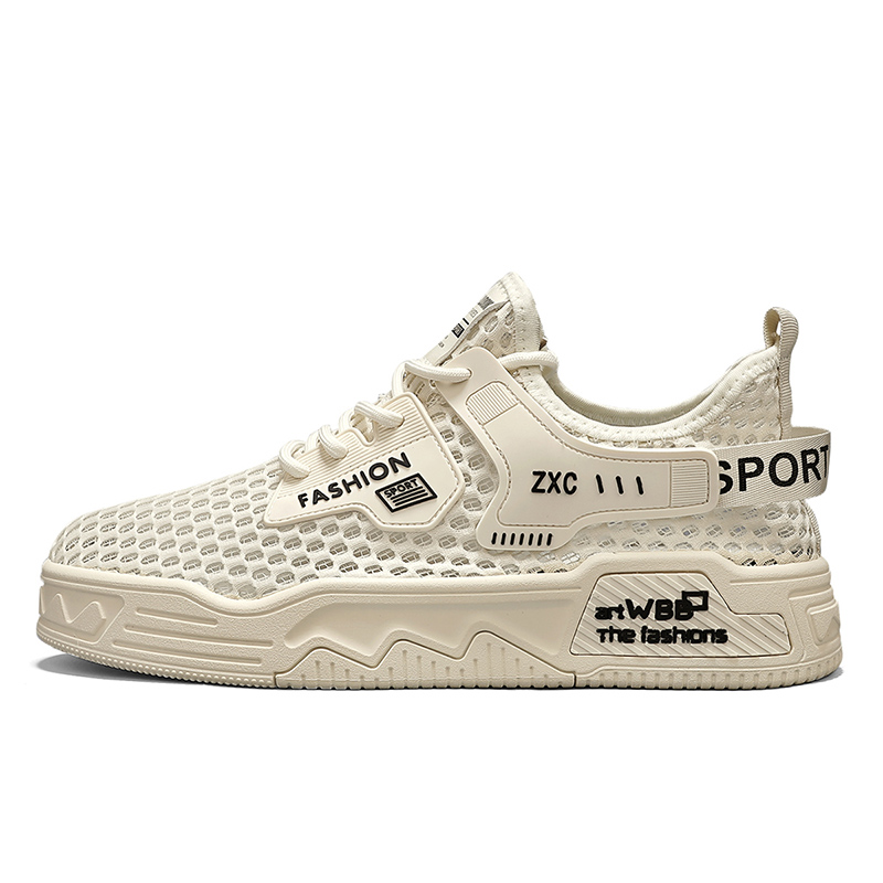 

LONGDUIZHANG Амортизирующие нескользящие износостойкие легкие беговые кроссовки с низким отскоком унисекс YCA1306 бежевые [Дышащие универсальные]