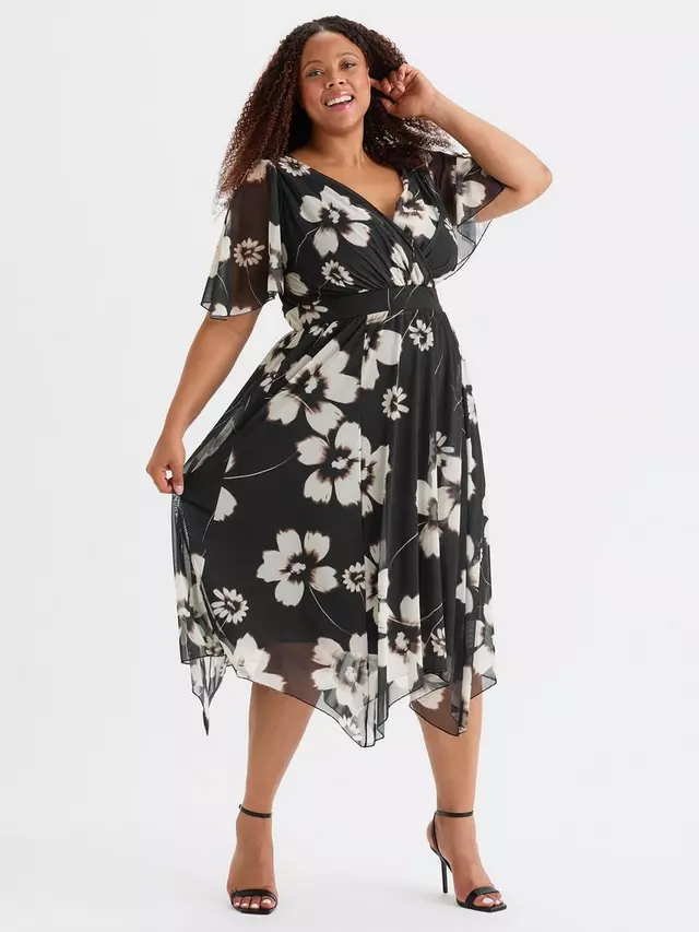 

Платье Scarlett & Jo Julie Floral Hanky Hem Midi, цвет black/multi