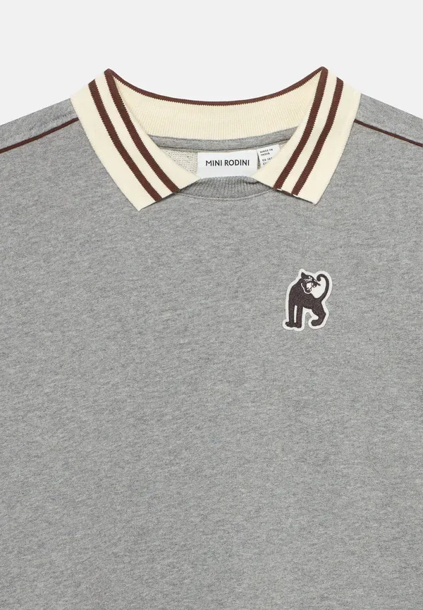 Толстовка Panther patch piping collar sweatshirt Mini Rodini, серый меланж — фото 3