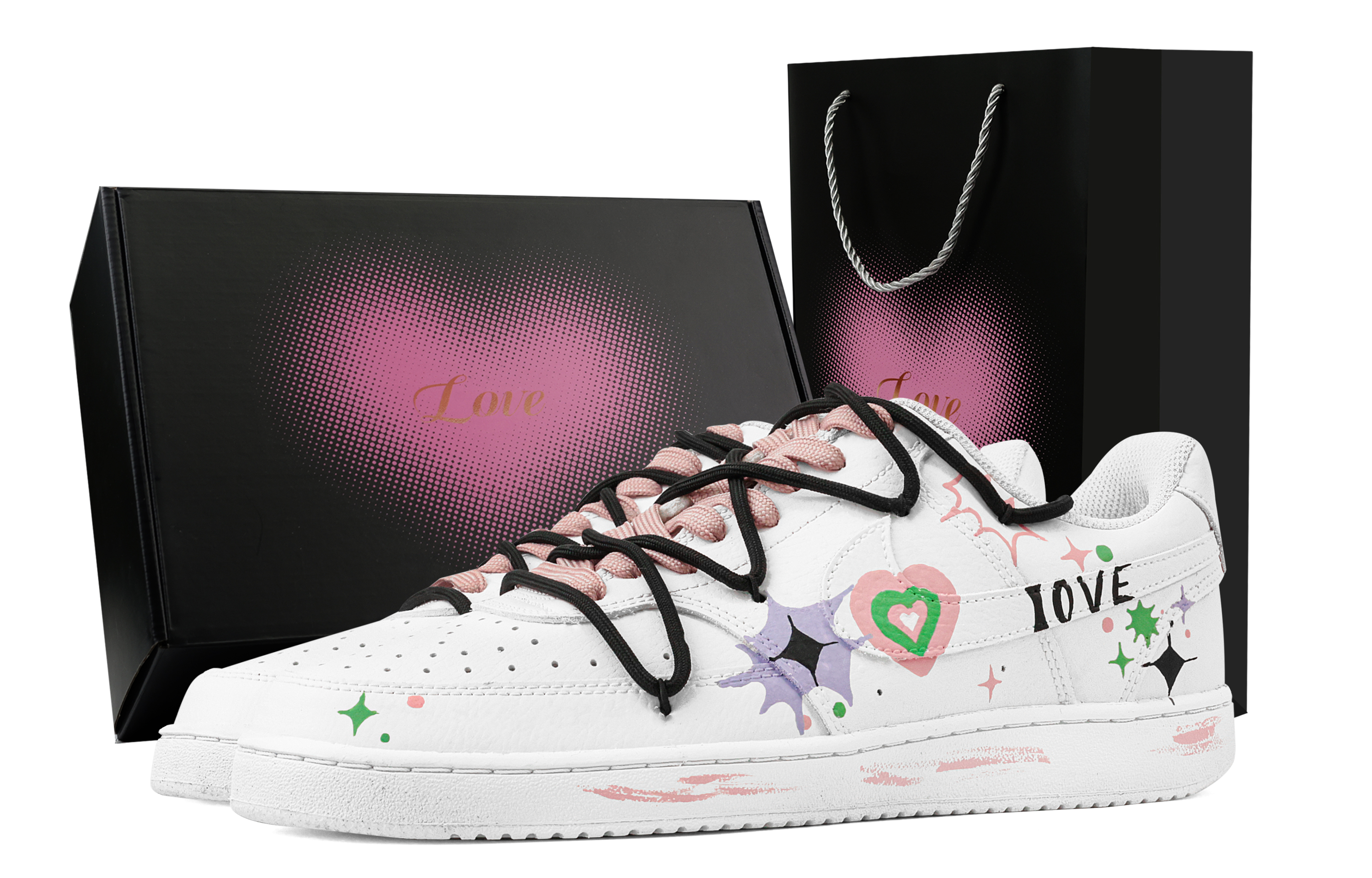 

Nike Кроссовки Court Vision 1 Love Bomb, износостойкие, низкие, для скейтбординга, мужские, розово-зеленые