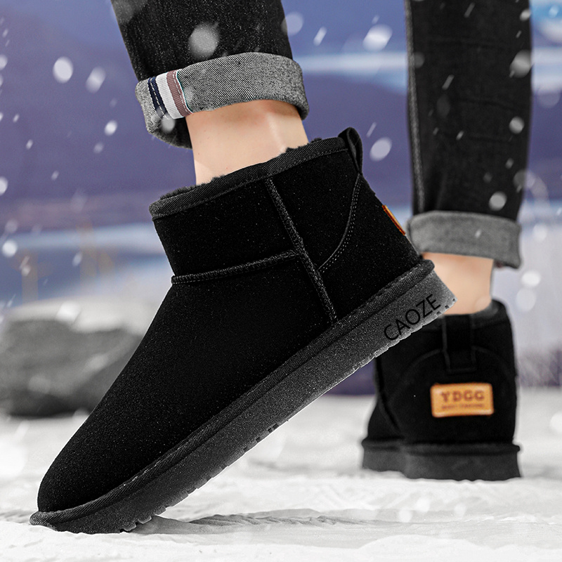 Shiozawa Тёплые износостойкие противоскользящие короткие зимние ботинки мужские Black, цвет Black — фото 3