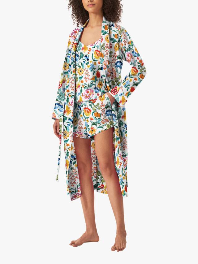 

Халат из органического хлопка с цветочным принтом myza, White/Multi