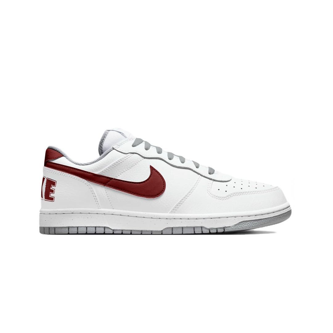 Nike Мужские износостойкие дышащие низкие скейтбордные кроссовки Big Instant Blessing, белый с красными элементами — фото 3