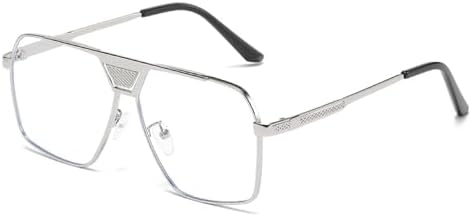 

Прямоугольные солнцезащитные очки, модные для женщин, винтажные квадратные металлические солнцезащитные очки для улицы, защита от УФ-излучения UV400 MTZJH, Silver Clear