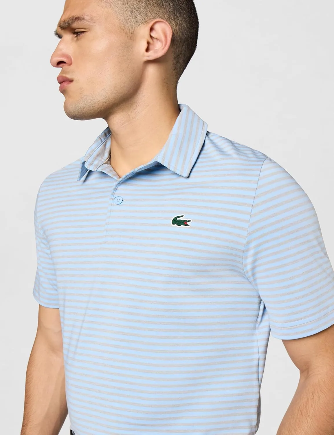 Мужская рубашка-поло Lacoste, стандартный крой, защита от УФ-излучения, синий/серебристый — фото 2