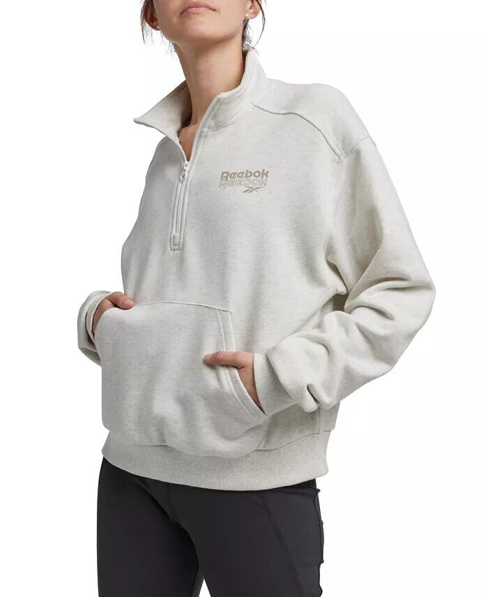

Женский свитшот с молнией на четверть от бренда Identity Brand Proud Reebok, бежевый